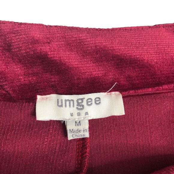 Umgee Skirt Womens Medium Burgundy Corduroy Velvet Mini Snap Front Pockets - Picture 5 of 13